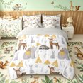 thumbnail image 3 of Manfei Forest Deer Bear Twin Bedding, Waterclor Cartoon Wildlife Bedding Comforter Set, White Tan, Gray Reversible, 7-Piece, 3 of 6