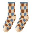 thumbnail image 2 of MSJUHEG Crew Socks for Women,Frilly Socks Women,Tube Socks Women,Retro Socks,Striped Socks Women,Women's Autumn and Winter Striped Blue Plaid Sports Socks Blue 1 One Size, 2 of 3