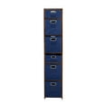 thumbnail image 3 of Niche Flip Flop 67" Square Folding Bookcase with Folding Fabric Bins- Mocha Walnut/Blue, 3 of 8