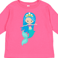 thumbnail image 4 of Inktastic Cute Mermaid, Blue Hair, Little Mermaid, Crown Girls Long Sleeve Toddler T-Shirt, 4 of 5