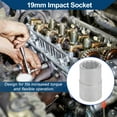 thumbnail image 2 of Unique Bargains Heavy Duty Impact Socket Hardware Tool for Car Motorcycle Dirtbike Durable High Carbon Steel 55mm Length 1 Pcs Silver Tone 6 Point 22mm 19mm Drive, 2 of 7