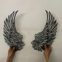 1 Pair Angel Wings Metal Wall Art Decor with Led Lights, 2023 New 3D Angel Wings Wall Sculptures Decor, DIY Metal Wall Art Hanging Decor, for Home Bedroom Living Room Garden Office