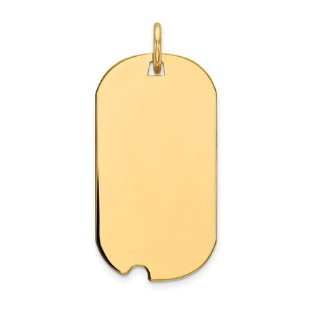 - 14k Yellow Gold .013 Gauge Engravable Dog Tag Notch Disc Pendant Charm Necklace Gifts For Women For Her