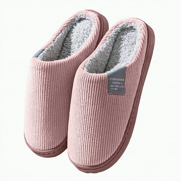 Gvdentm Men's House Slippers Warm Slip on Indoor Outdoor House Shoes Slippers for Women Open Toe(Pink,10)