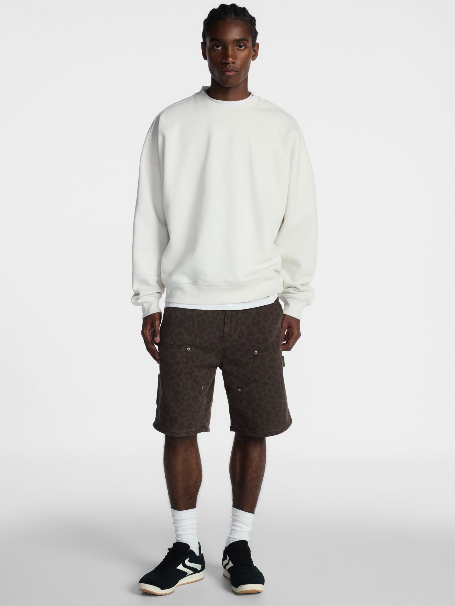 No Boundaries Crewneck Fleece Sweatshirt with Long Sleeves, Men's XS-4XLT