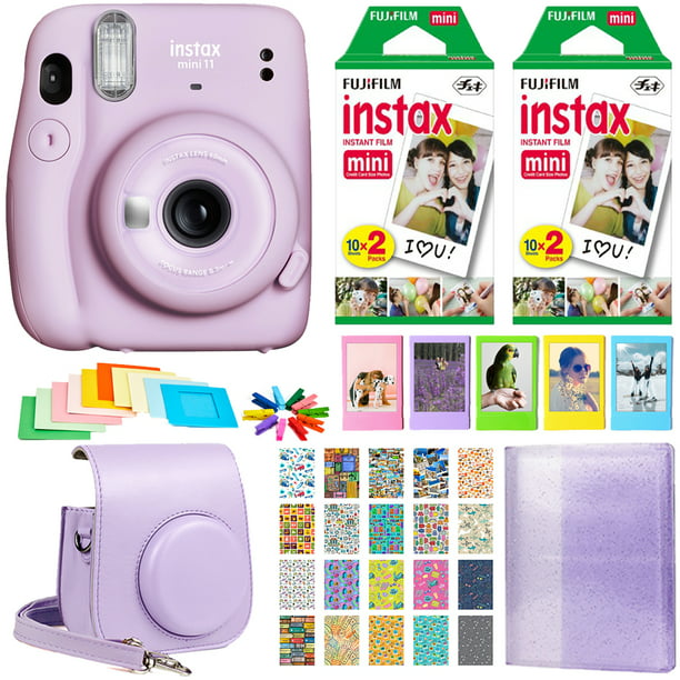 Duiker Defilé baas Fujifilm Instax Mini 11 Instant Camera (Lilac Purple) | 2 Twin Pack Film |  Frames | Case | Album | Stickers - Complete Kit - Walmart.com