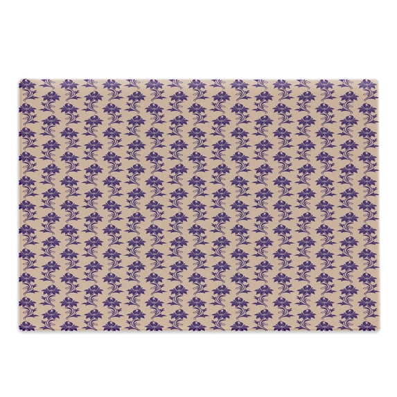 Purple Cutting Board, Victorian Influences on Purple Flower Arrangement Ancestral Blooming Nature Motifs, Decorative Tempered Glass Cutting and Serving Board, Large Size, Beige Plum, by Ambesonne