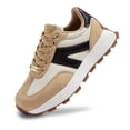 thumbnail image 4 of LUCKY STEP Womens Platform Shoes Chunky Fashion Lace-up Sneakers Casual Shoes,Beige&Black, 4 of 6
