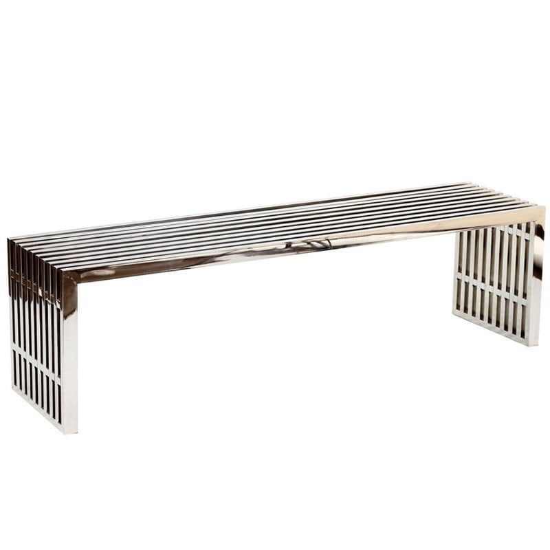 Hawthorne Collections 60" Metal Dining Bench in Silver Walmart Canada