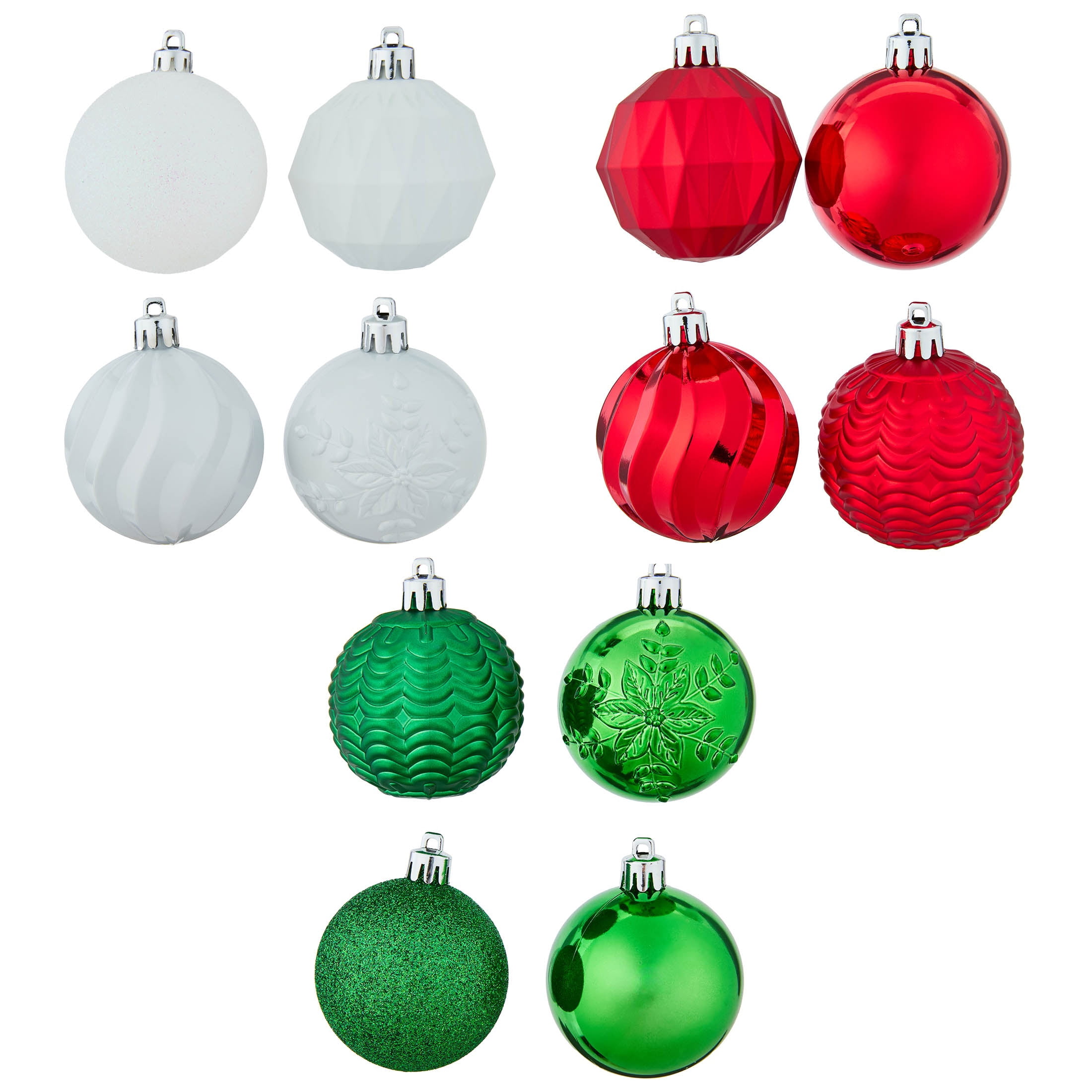 24-Count Red/Green/White Ball Shatterproof Christmas Ornaments, 2.8", by Holiday Time