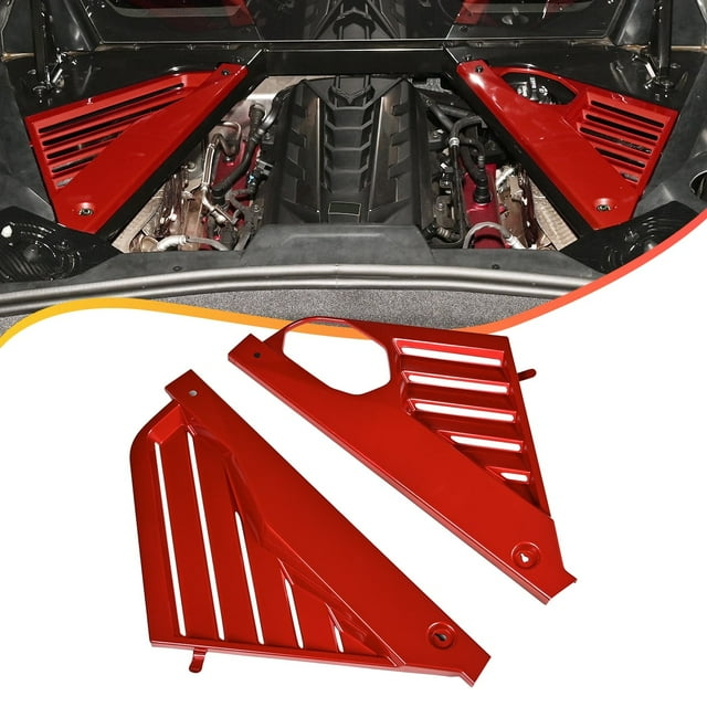 ALLTIMES 2PCS Red Engine Bay Panel Cover for Corvette C8 Stingray (Coupe, C8, R Z51)2020-2024, ABS Plastic