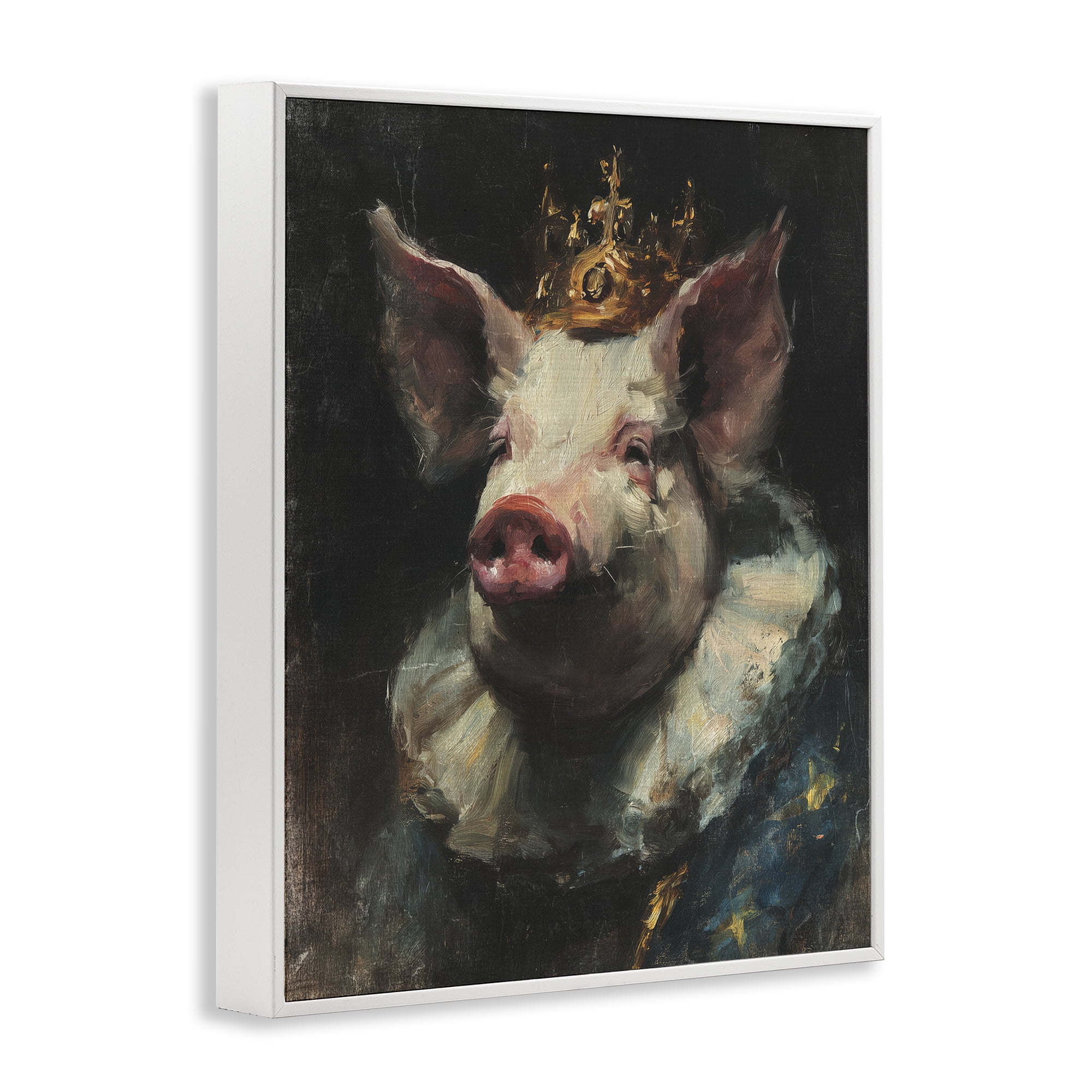 Stupell Industries Crowned Imperial Pig White Framed Giclee Art, design by Svetlana Aleynikova
