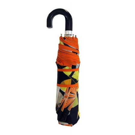 Crook-Handle Umbrella, Orange and Yellow Mod Floral