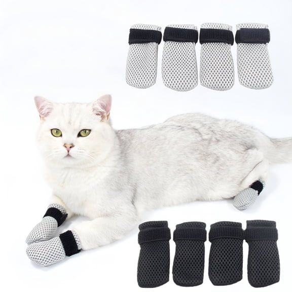 AOMRCOL Cat Claw Caps, Cat Boots, Cat Shoes, 4 Pcs, Size S, Black