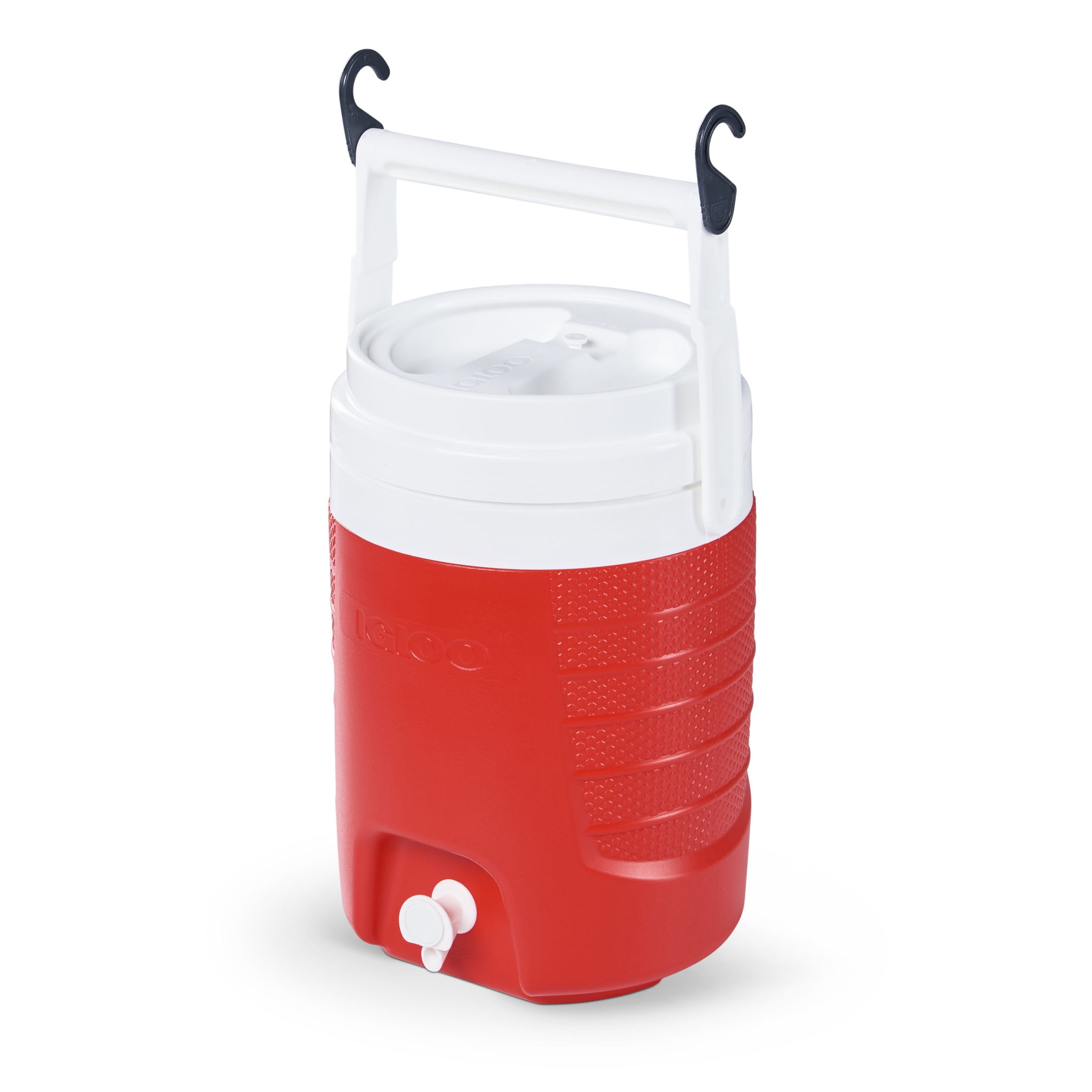 (2 pack) Igloo 2 Gallon Sports Plastic Beverage Jug with Hooks, Red