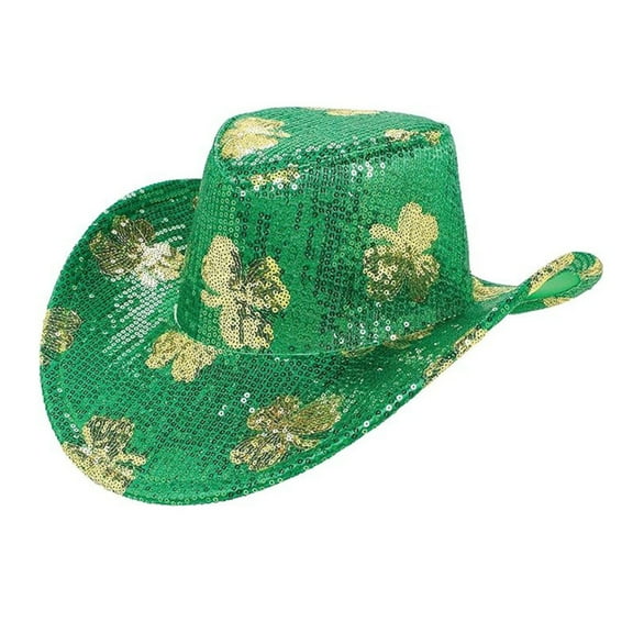 MEICHEN Cowboy Hats for Women and Men Unisex Irish Sequined Cowboy Hat St. Day Green Cowgirl Hat Stage Performance Hat Summer and Spring Fashion Must Have