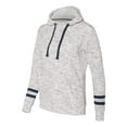 thumbnail image 2 of J. America Women's Melange Fleece Striped Sleeve Hooded Pullover, Style 8674, 2 of 3