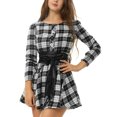 thumbnail image 1 of Mini Vestido Corto De Fiesta De Manga Larga A Cuadros De Invierno Sexy Para Mujer (Negro) (L)-117927.07 Likrtyny Mujer, 1 of 8