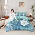 thumbnail image 4 of jejeloiu Cyan Blue Peacock Queen Comforter Set,Retro Rustic Flower Bedding Sets,Safari Zoo Animal Bedding Comforter Set For Men Women,Breathable Home Decor Reversible,3 Pieces, 4 of 8