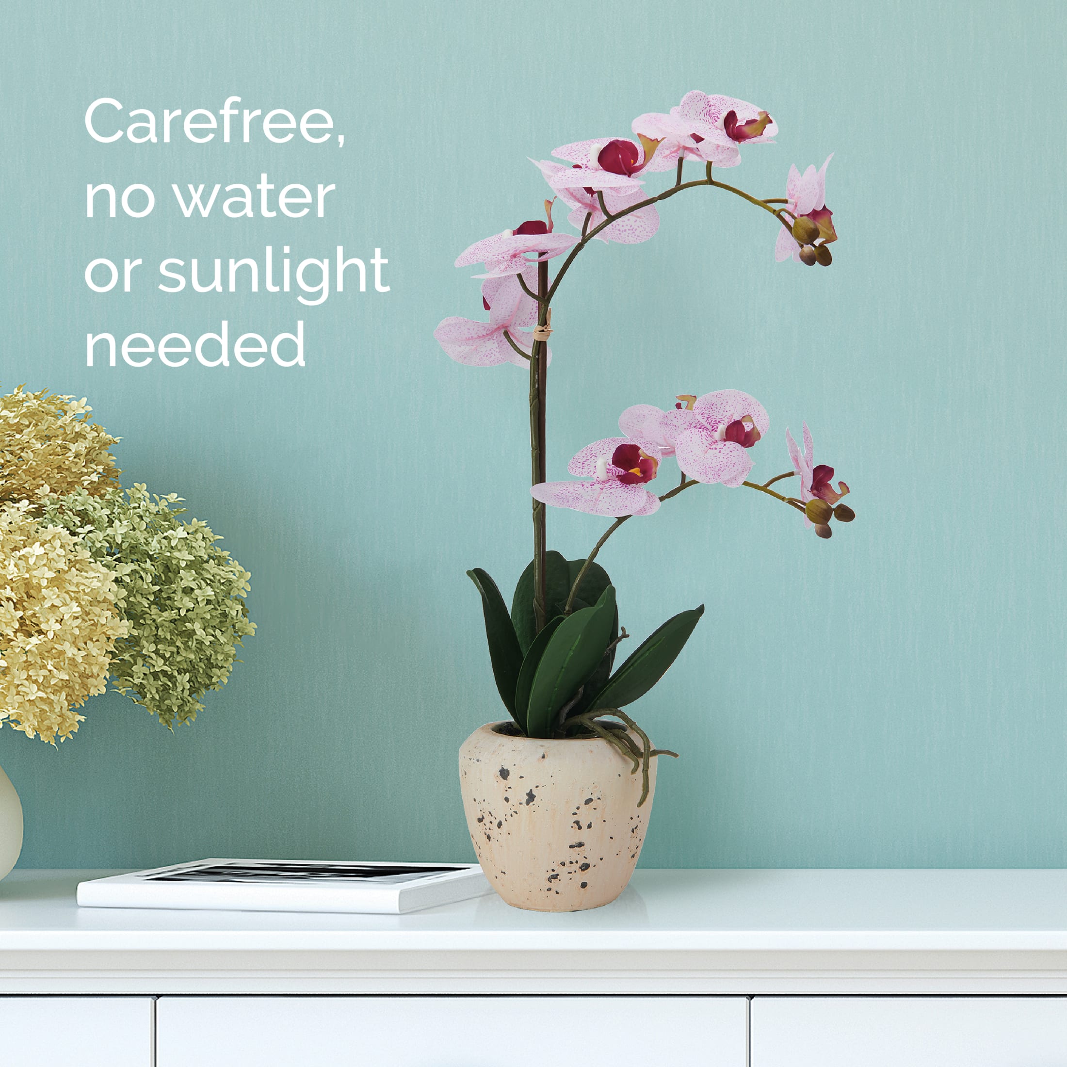 Home Accents 22-inch Artificial Real Touch Phalaenopsis Orchid in Cement Pot, Pink