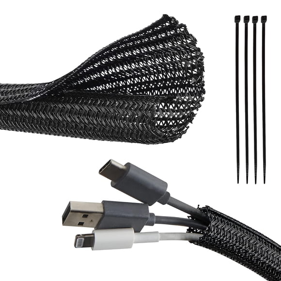 Fundas para cables RED WOLF Cord Management, 10 pies x 9,5 mm, negras