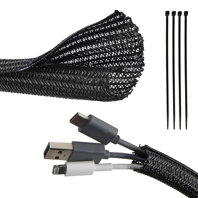 Fundas para cables RED WOLF Cord Management, 10 pies x 9,5 mm, negras