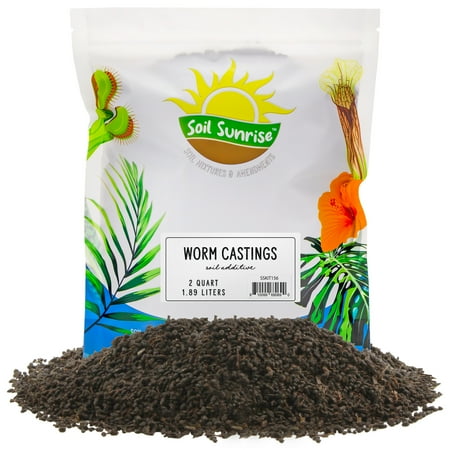 Premium Organic Worm Castings (2 Pounds); 2QT All Natural Soil Additive, Soil Builder, and Fertilizer