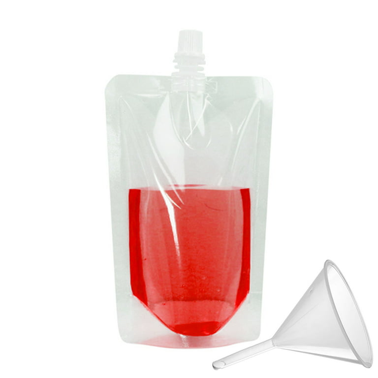 50 Pcs Muka 16 OZ Disposable Smoothie Pouches,Reclosable Zipper Clear Drink  Pouches Bags 