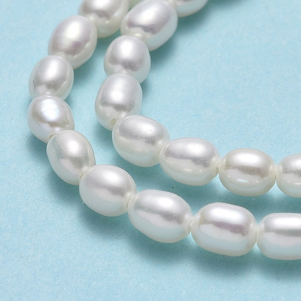 1 Strand Natural Cultured Freshwater Pearl Beads Strands Rice Linen 4~4.5x3~3.5mm Hole: 0.5mm about 84~85pcs/strand 14.37''~14.56"(36.5cm)