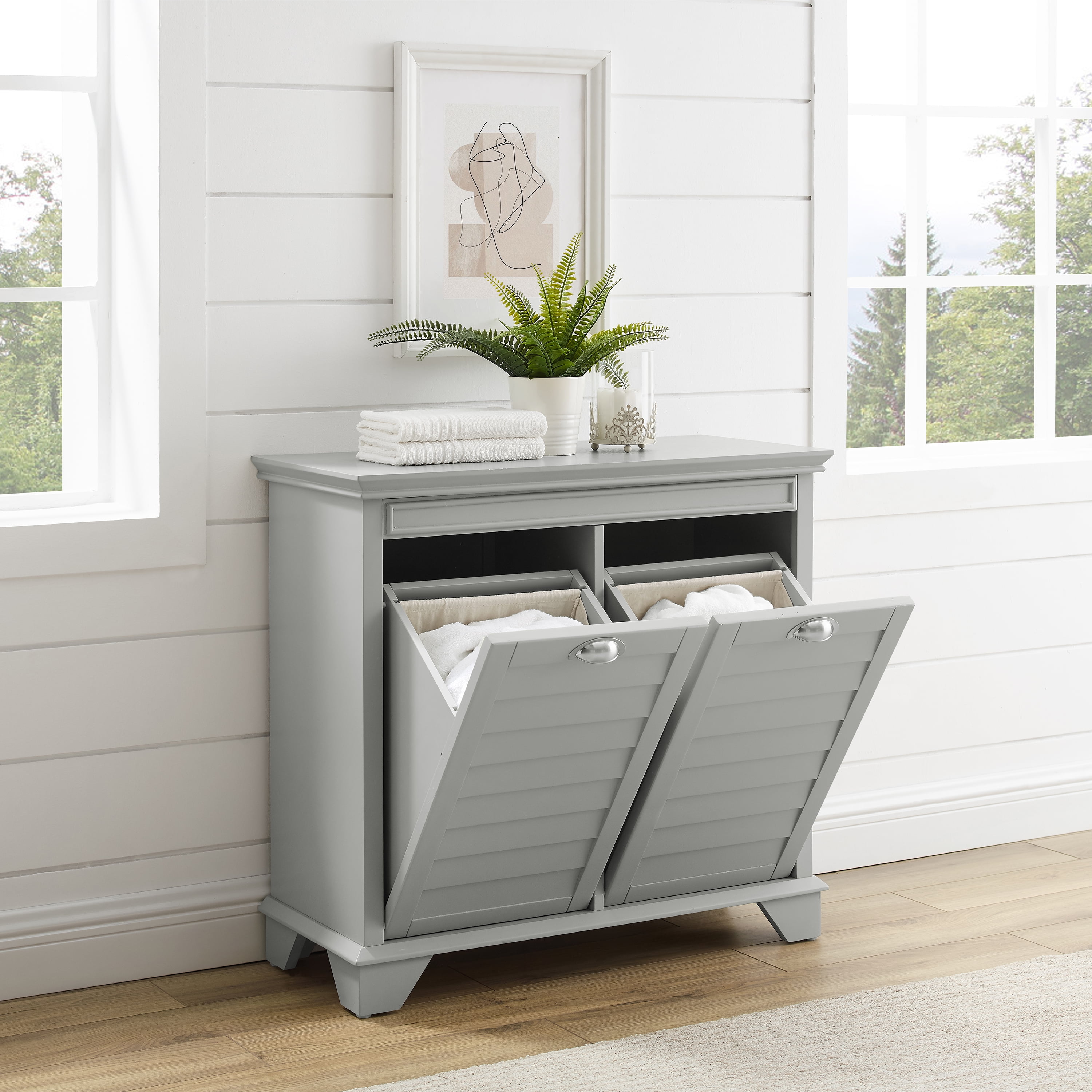 Crosley Furniture Lydia Linen Laundry Hamper, Gray