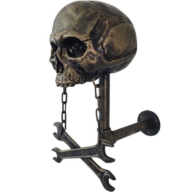 Muyoka Soporte para casco de calavera de motocicleta Soporte para casco de calavera montado en la pared Durable y desmontable Gorra de cabeza de calavera Soporte para casco Decoraci贸n de calavera de t