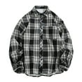 thumbnail image 2 of Fznquz Men's Button Up Shirt Black Plaid Flannel Fleece Shirt Pocket Button Down Long Sleeve Men's Fashion, 2 of 8