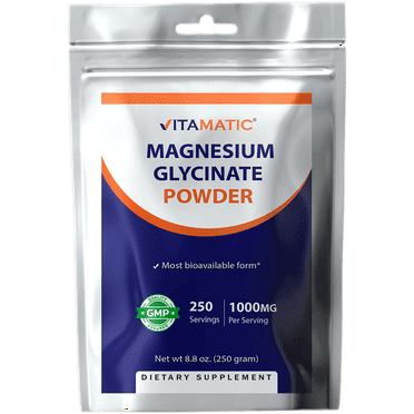 Vitamatic Magnesium Glycinate 1000mg per Serving Supports Muscle, Joint, and Heart Health 250 Grams - 250 Servings