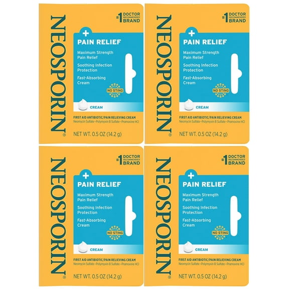 4 Pack Neosporin Maximum Strength Antibiotic   Pain Relief Cream 0.5oz Each