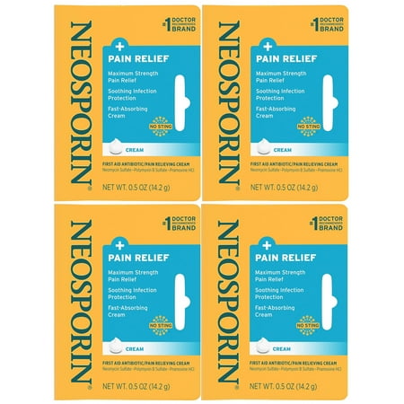 4 Pack Neosporin Maximum Strength Antibiotic + Pain Relief Cream 0.5oz Each