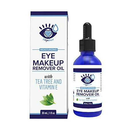 Gentle, Waterproof Eye Makeup Remover - Moisturizing & Organic with Vitamin E and Tea Tree Oil to Support Dry, Itchy Eyelids and Irritated Eyes