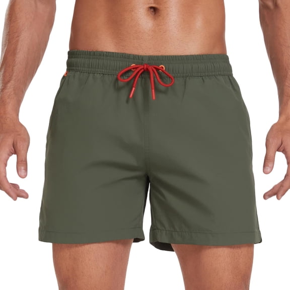PNTUTB Summer Men's Solid Color Casual Elastic Drawstring Comfortable Beach Shorts with Multiple Pockets