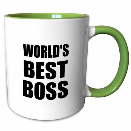 

3dRose Worlds Best Boss in black - great text design for the greatest boss - Two Tone Green Mug 11-ounce