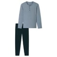 thumbnail image 1 of SCHIESSER Pijama de hombre, largo - Casual Essentials, algodón, tapeta de botones Azul oscuro/Gris 2XL (XX-Large), 1 of 5