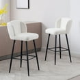 thumbnail image 4 of Dayalane Modern Upholstered Counter Height Bar Stools Set of 4, 30 Inch Sherpa Barstools with Back, Comfy Bar Stools with Metal Legs for Kitchen Counter, Island Stools for Restaurants,Bar, White, 4 of 10