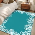 thumbnail image 5 of Sea White Coral Washable Area Rugs 3'x5', Marine Green Background Modern Art Low Pile Throw Living Room Rug Non-Slip Sturdy Edge Binding Carpet for Indoor Entryway Bedside Kitchen, 5 of 9