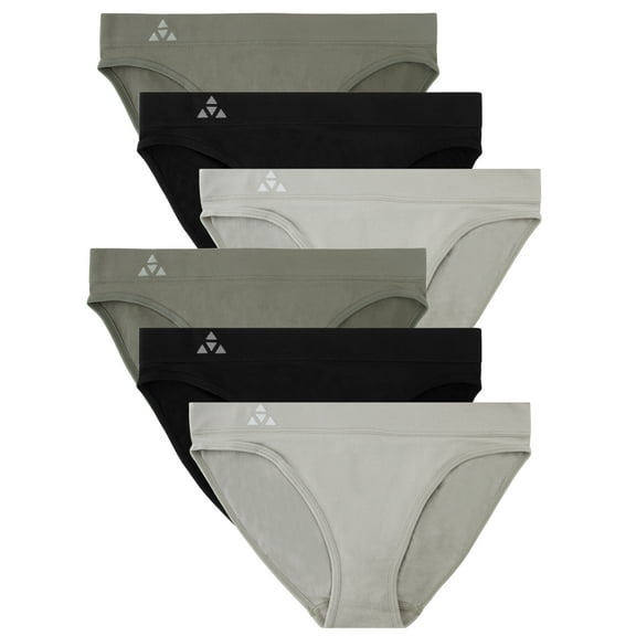 Balanced Tech Women's 3 Pack Seamless Low-Rise Bikini Panties - Aquatic Group - Large