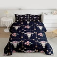 thumbnail image 2 of Homewish Bull Skull Full Size Comforter Sets 3-Piece for Boys Girls,Western Theme Bedding Comforter Set,Chic Floral Rose Lightweight Bedding Sets,Breathable Home Decor, 2 of 8