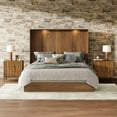 thumbnail image 3 of Mid-Century Modern Nightstand with 3 Drawers, 24" Walnut Bedside Table with Sculpted Wave Fronts for Bedroom or Living Room, 3 of 9