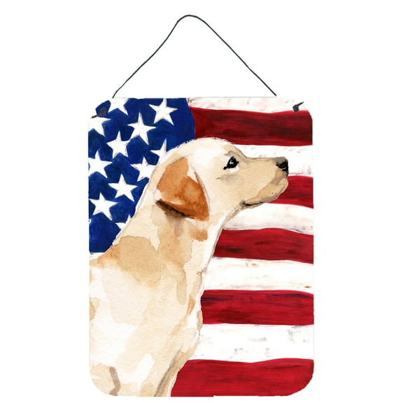 Yellow Labrador 2 Patriotic Wall or Door Hanging Prints
