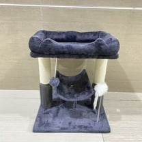 JINGHUAFurry Pet furniture,Cat Tree Tower for Indoor Cats, Tall Cat Scratching Post with Large Bed for Maine Coon Big Cats, Sisal Cat Scratcher with Soft Perch & Hammock-Gray