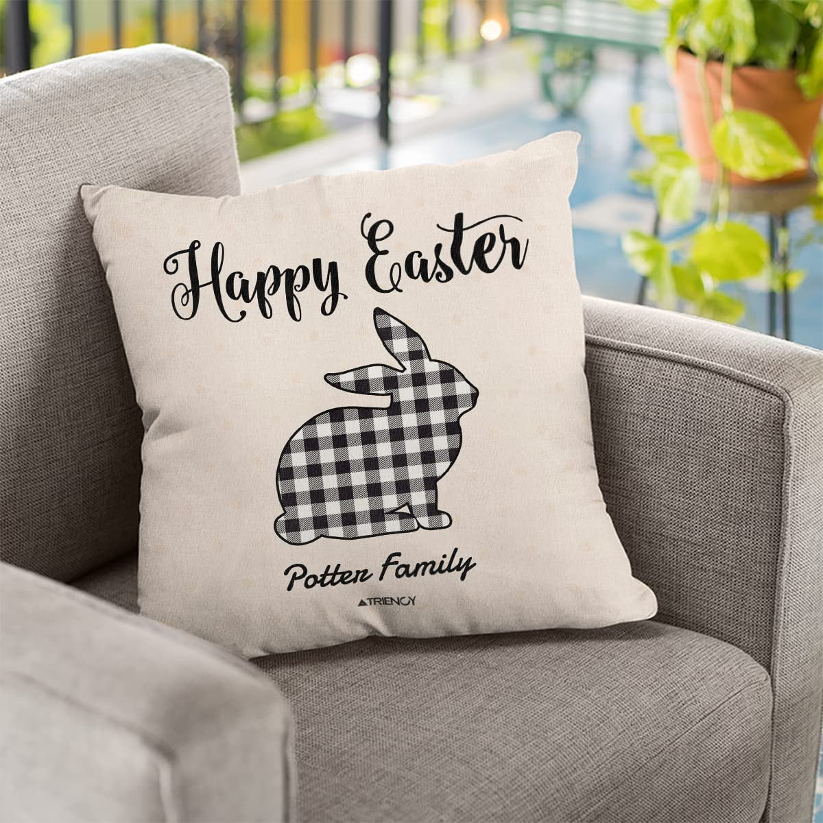 Personalized Holiday Plaid Throw Pillow