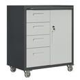 thumbnail image 2 of Tcbosik Metal Storage Cabinet on Wheels, Rolling Garage Storage Cabinet, Lockable Tool Cabinet with 4 Drawers for Home Office, Black & Gray, 2 of 9