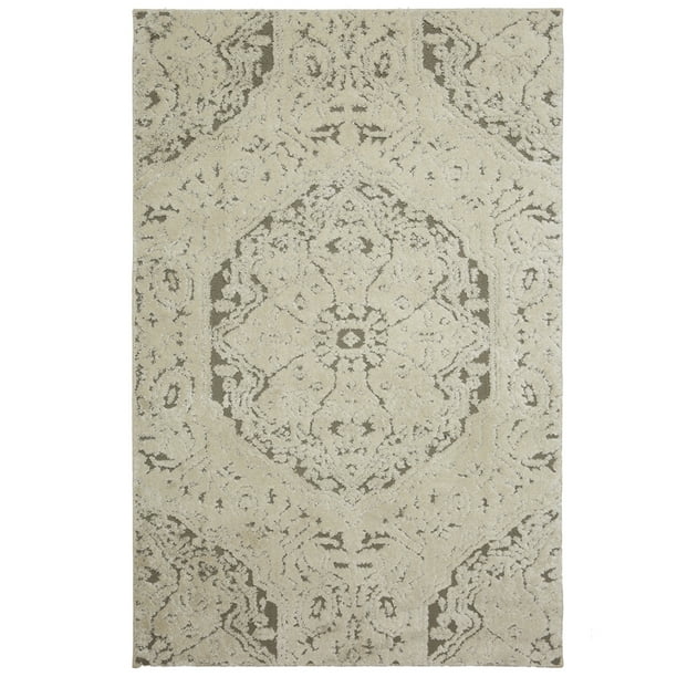 Mohawk Home Francesca Farmhouse Area Rug, Light Grey, 8' x 10