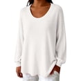 thumbnail image 2 of ZDNIXIAN Crewneck Sweaters for Women, Long Sleeve Ribbed Cuff Loose Fit Knit Pullover Jumper, Soft Stretchy Casual Knit Tops, Lightweight Oversized Sweater Shirts, 2 of 5